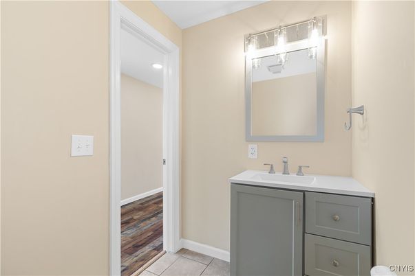 Bathroom, Interior, Recessed Lighting, Wood Texture Flooring