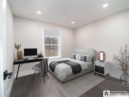 Bedroom, Home Office, Interior, Recessed Lighting, Wood Texture Flooring