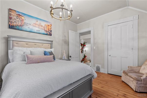 Bedroom, Chandelier, Interior, Pendant Lights, Wood Texture Flooring