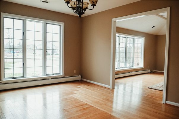 Chandelier, Empty room, Interior, Wood Texture Flooring