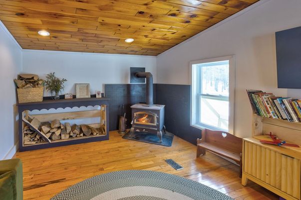 Fireplace, Interior, Recessed Lighting, Wooden Ceilings, Wood Texture Flooring