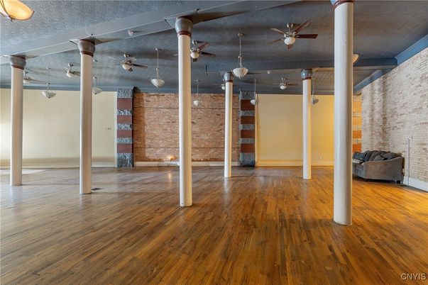 Empty room, Interior, Stone Walls, Wood Texture Flooring