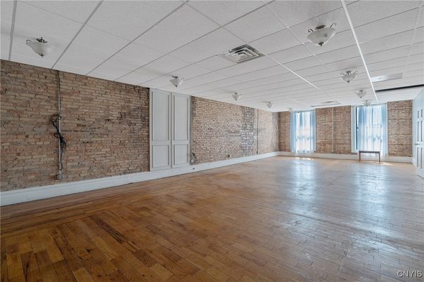 Empty room, Interior, Stone Walls, Wood Texture Flooring