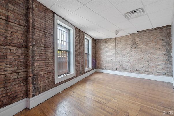 Empty room, Interior, Stone Walls, Wood Texture Flooring