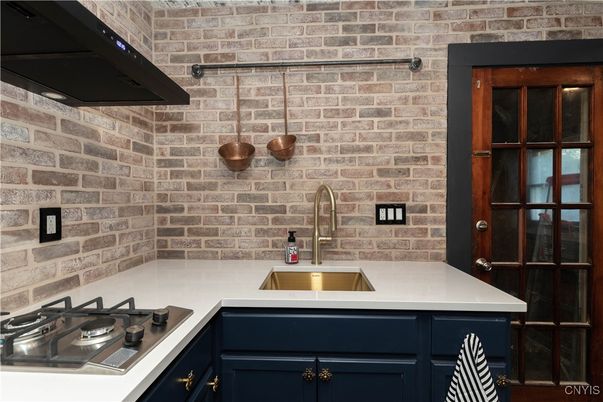 Interior, Kitchen, Stainless Steel Appliances, Stone Walls