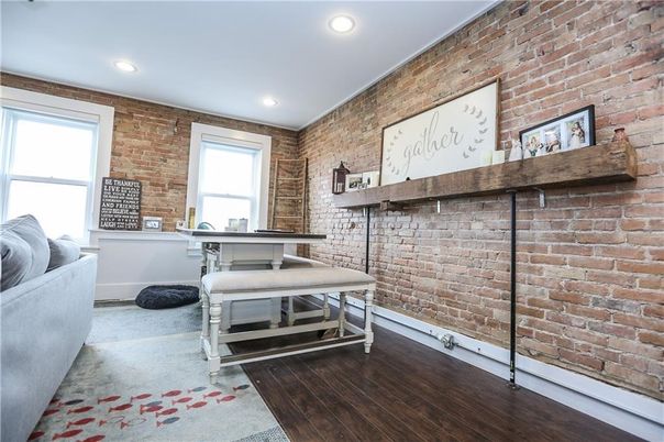 Interior, Recessed Lighting, Stone Walls, Wood Texture Flooring