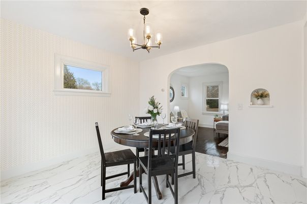 Chandelier, Dining room, Interior, Marble