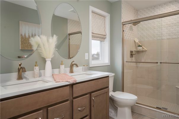 Bathroom, Dual Sink Vanities, Glass Shower, Interior