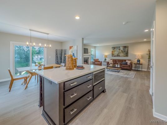 Dining room, Interior, Kitchen, Living room, Pendant Lights, Recessed Lighting, Wood Texture Flooring