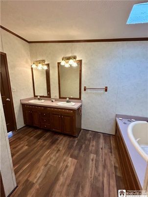 Bathroom, Dual Sink Vanities, Interior, Wood Texture Flooring