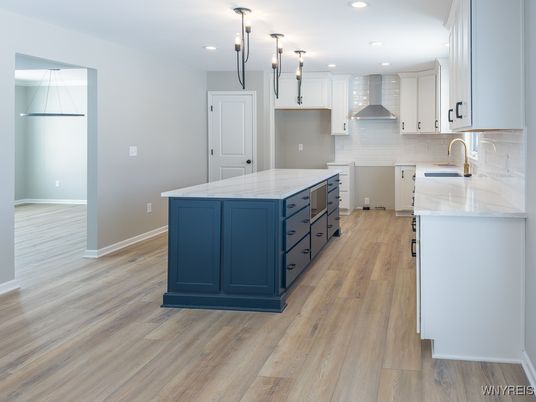 Interior, Kitchen, Pendant Lights, Recessed Lighting, Wood Texture Flooring