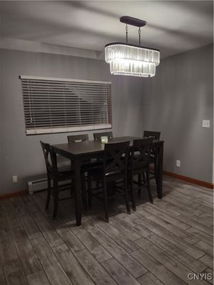 Chandelier, Dining room, Interior, Wood Texture Flooring
