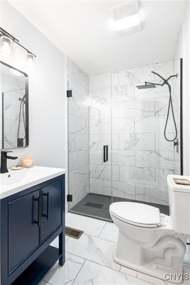Bathroom, Glass Shower, Interior, Marble, Marble Walls