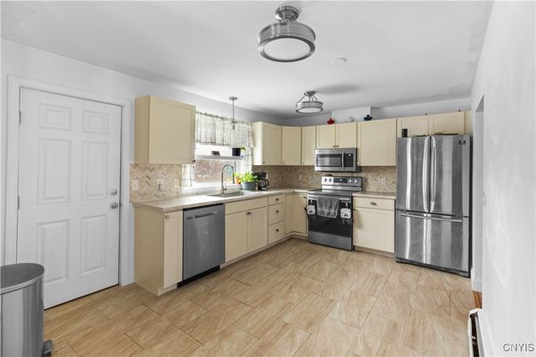 Interior, Kitchen, Stainless Steel Appliances, Wood Texture Flooring