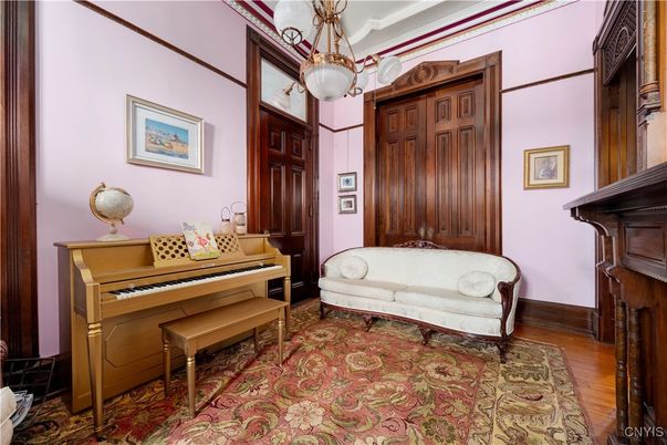 Interior, Pendant Lights, Piano, Wood Texture Flooring