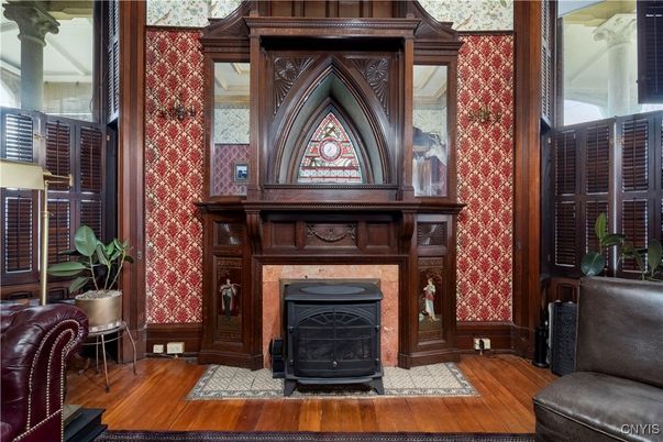 Fireplace, Interior, Wood Texture Flooring