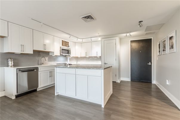 Interior, Kitchen, Stainless Steel Appliances, Wood Texture Flooring
