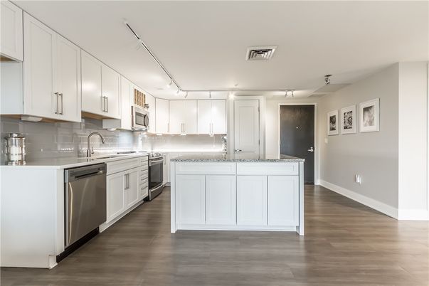 Interior, Kitchen, Stainless Steel Appliances, Wood Texture Flooring