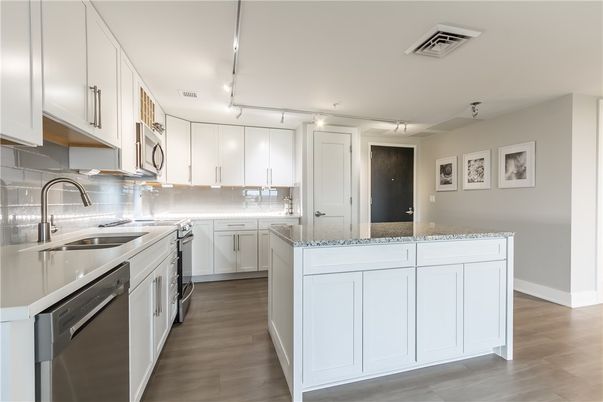 Interior, Kitchen, Stainless Steel Appliances, Wood Texture Flooring