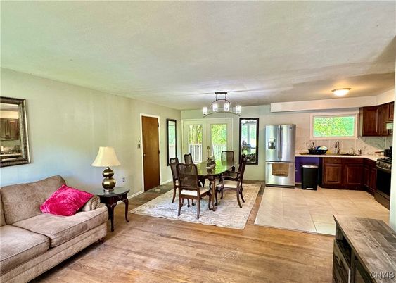 Chandelier, Dining room, Interior, Kitchen, Wood Texture Flooring
