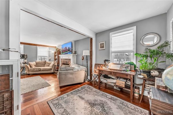 Fireplace, Home Office, Interior, Living room, Wood Texture Flooring