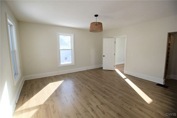 Chandelier, Empty room, Interior, Wood Texture Flooring