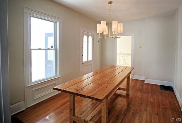 Chandelier, Dining room, Interior, Wood Texture Flooring