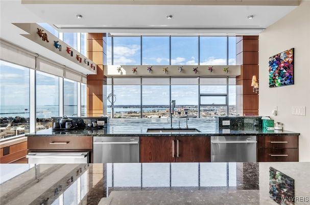 Interior, Kitchen, Recessed Lighting, Stainless Steel Appliances, Water