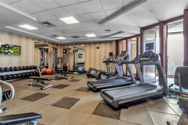 Fitness Equipment, Gym, Interior, Recessed Lighting
