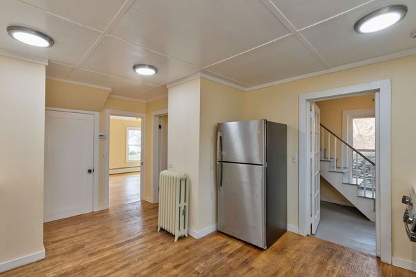 Interior, Kitchen, Stainless Steel Appliances, Wood Texture Flooring