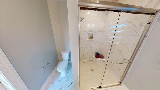 Bathroom, Glass Shower, Interior, Marble, Marble Walls