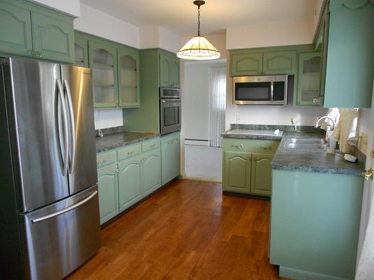 Interior, Kitchen, Pendant Lights, Stainless Steel Appliances, Wood Texture Flooring