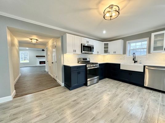 Interior, Kitchen, Stainless Steel Appliances, Wood Texture Flooring