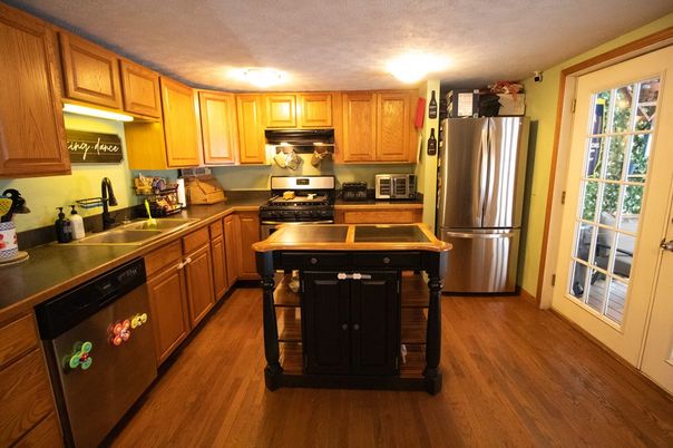 Interior, Kitchen, Stainless Steel Appliances, Wood Texture Flooring