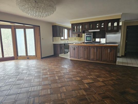 Chandelier, Interior, Kitchen, Stainless Steel Appliances