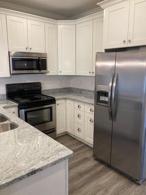 Interior, Kitchen, Stainless Steel Appliances, Wood Texture Flooring