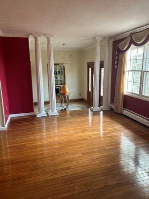 Chandelier, Empty room, Interior, Wood Texture Flooring