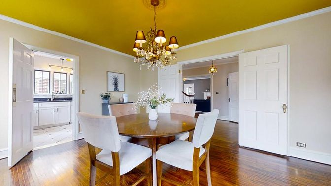 Chandelier, Dining room, Interior, Pendant Lights, Wood Texture Flooring