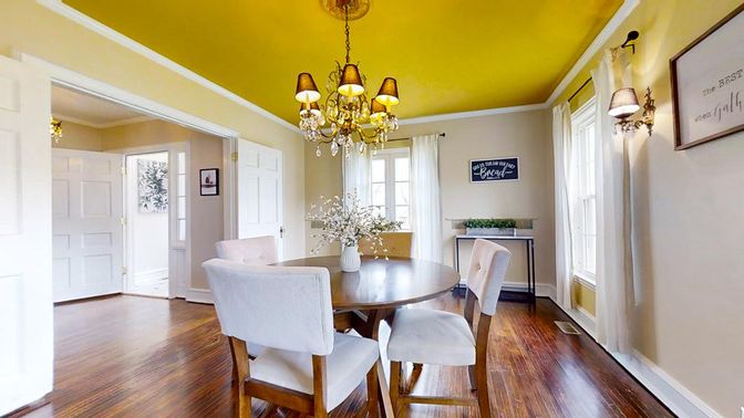 Chandelier, Dining room, Interior, Wood Texture Flooring