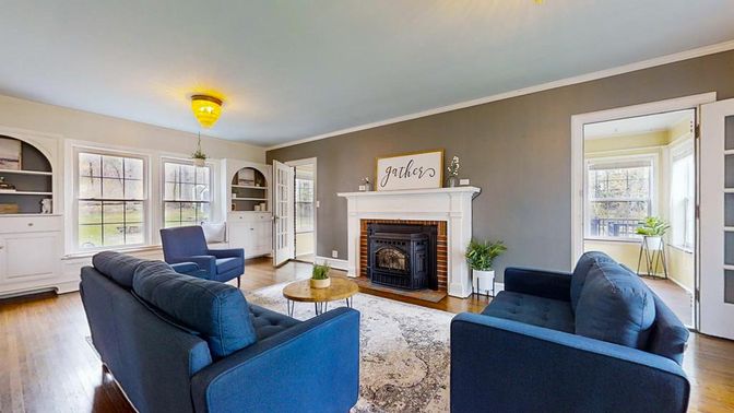 Fireplace, Interior, Living room, Wood Texture Flooring