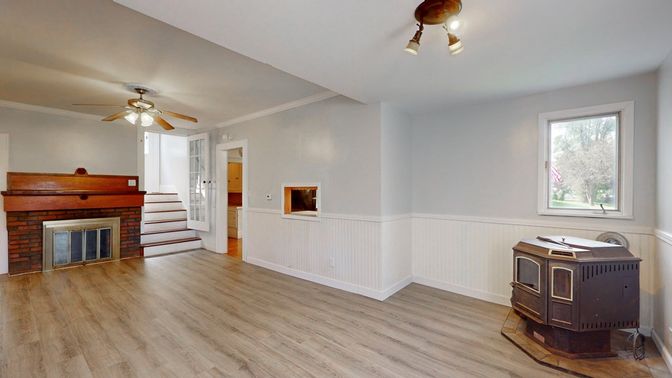 Fireplace, Interior, Wood Texture Flooring