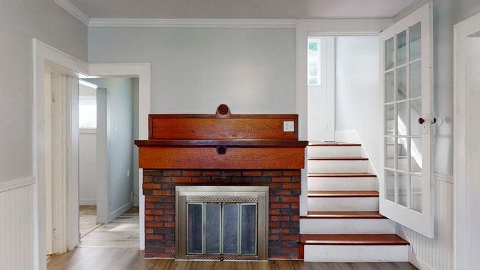 Fireplace, Interior, Wood Texture Flooring