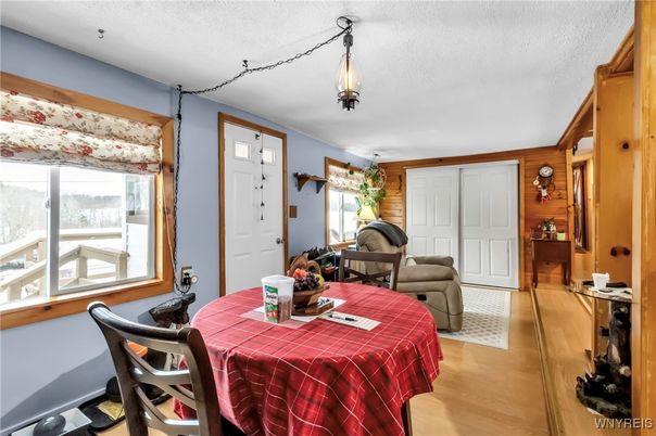 Dining room, Interior, Wood Texture Flooring, Wooden Walls