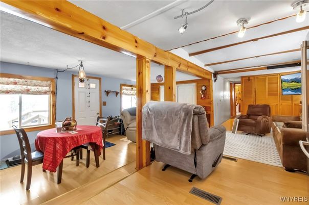 Dining room, Interior, Living room, Wooden Beams, Wood Texture Flooring