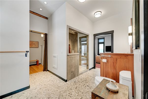 Bathroom, Interior, Recessed Lighting, Wood Texture Flooring