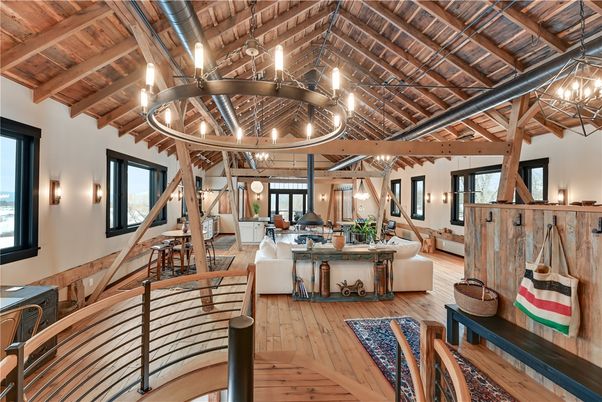 Chandelier, Interior, Living room, Pendant Lights, Wooden Beams, Wooden Ceilings, Wood Texture Flooring