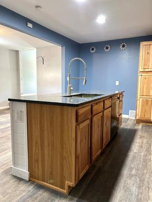 Interior, Kitchen, Recessed Lighting, Wood Texture Flooring