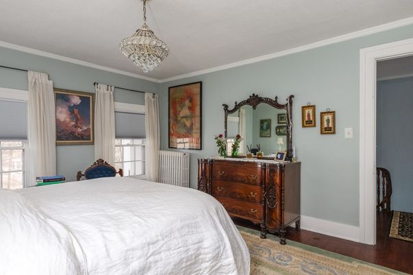 Bedroom, Chandelier, Interior, Wood Texture Flooring