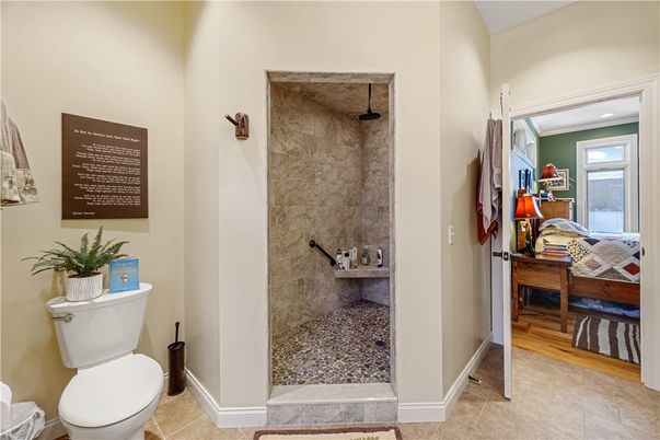Bathroom, Interior, Recessed Lighting, Wood Texture Flooring