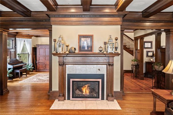 Fireplace, Interior, Piano, Wooden Beams, Wood Texture Flooring